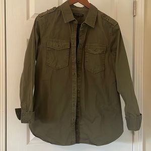 Banana Republic Military Style Olive Button Down
